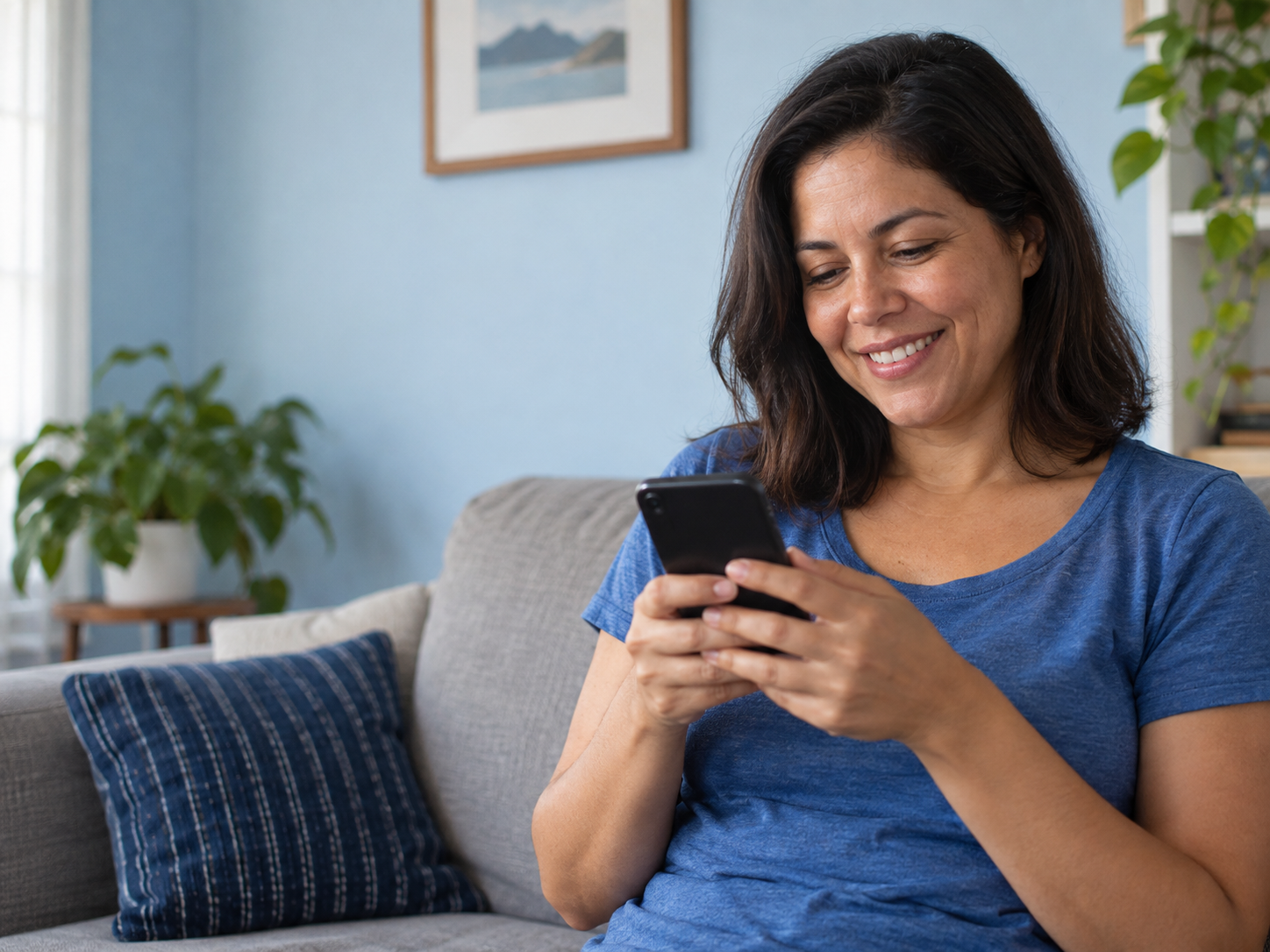 Cliente usando o celular para simular crédito
